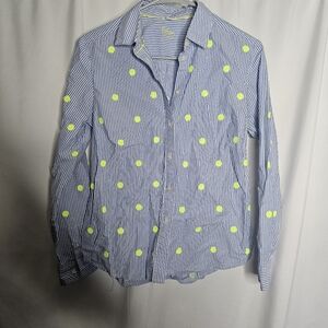 Boden Pin Stripe Neon Sequin Polka Dot Classic Button Up Shirt